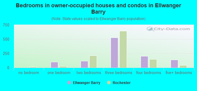 Bedrooms in owner-occupied houses and condos in Ellwanger Barry