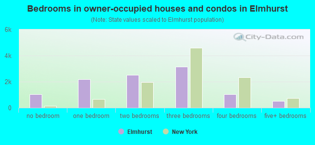 Bedrooms in owner-occupied houses and condos in Elmhurst