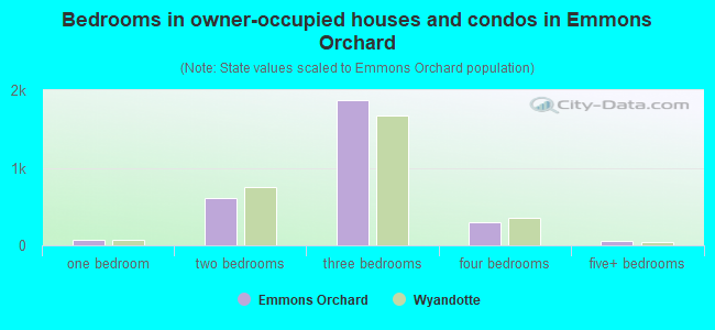 Bedrooms in owner-occupied houses and condos in Emmons Orchard