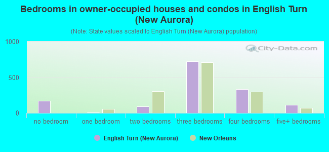 Bedrooms in owner-occupied houses and condos in English Turn (New Aurora)