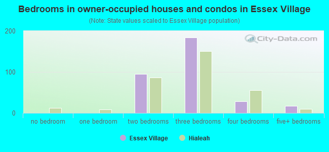 Bedrooms in owner-occupied houses and condos in Essex Village