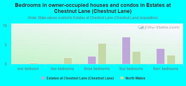 Bedrooms in owner-occupied houses and condos in Estates at Chestnut Lane (Chestnut Lane)