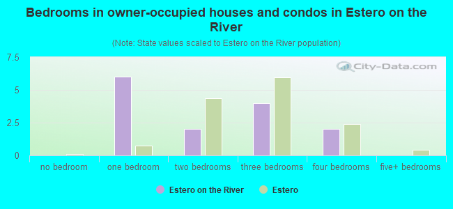 Bedrooms in owner-occupied houses and condos in Estero on the River
