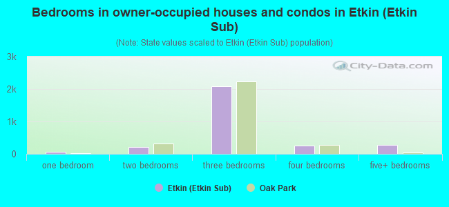 Bedrooms in owner-occupied houses and condos in Etkin (Etkin Sub)