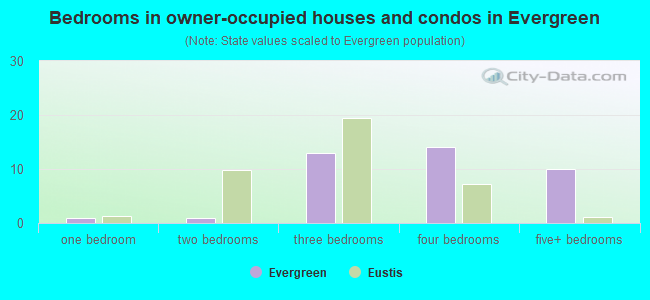 Bedrooms in owner-occupied houses and condos in Evergreen