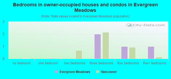 Bedrooms in owner-occupied houses and condos in Evergreen Meadows