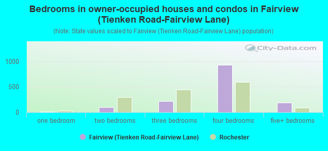 Bedrooms in owner-occupied houses and condos in Fairview (Tienken Road-Fairview Lane)