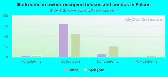 Bedrooms in owner-occupied houses and condos in Falcon