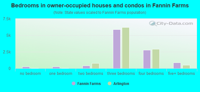 Bedrooms in owner-occupied houses and condos in Fannin Farms