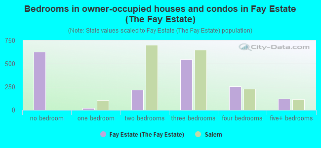 Bedrooms in owner-occupied houses and condos in Fay Estate (The Fay Estate)