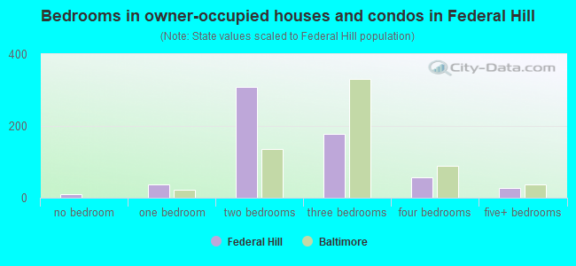 Bedrooms in owner-occupied houses and condos in Federal Hill
