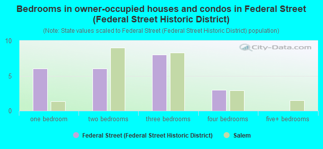 Bedrooms in owner-occupied houses and condos in Federal Street (Federal Street Historic District)