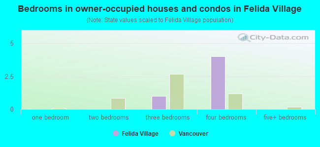 Bedrooms in owner-occupied houses and condos in Felida Village