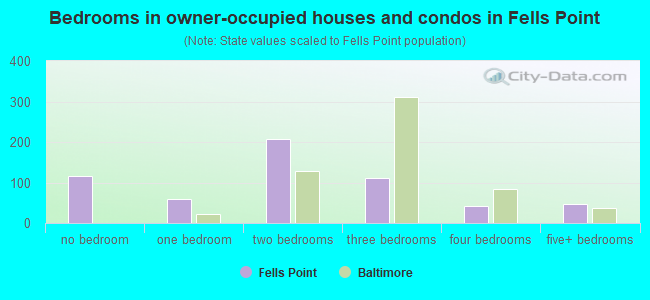 Bedrooms in owner-occupied houses and condos in Fells Point