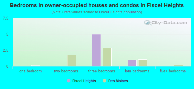 Bedrooms in owner-occupied houses and condos in Fiscel Heights