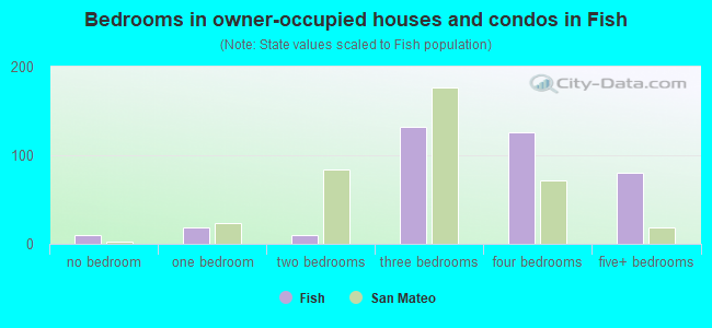 Bedrooms in owner-occupied houses and condos in Fish