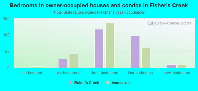 Bedrooms in owner-occupied houses and condos in Fisher's Creek