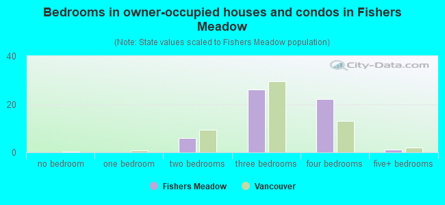 Bedrooms in owner-occupied houses and condos in Fishers Meadow