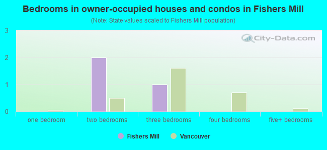 Bedrooms in owner-occupied houses and condos in Fishers Mill