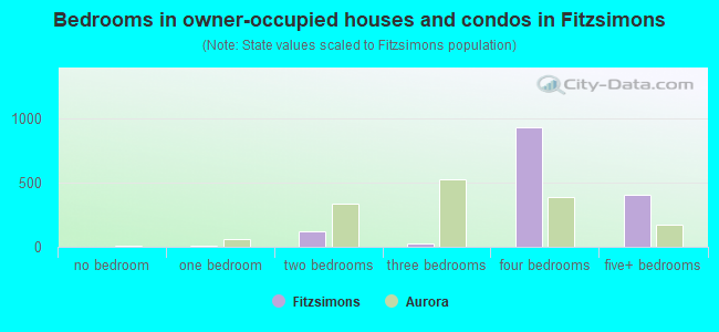 Bedrooms in owner-occupied houses and condos in Fitzsimons
