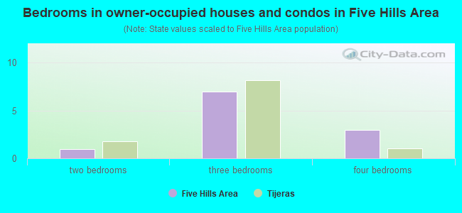 Bedrooms in owner-occupied houses and condos in Five Hills Area