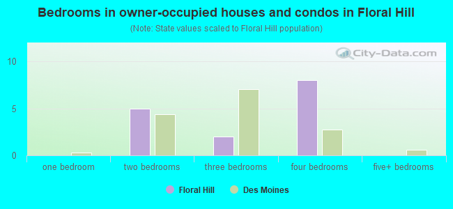 Bedrooms in owner-occupied houses and condos in Floral Hill