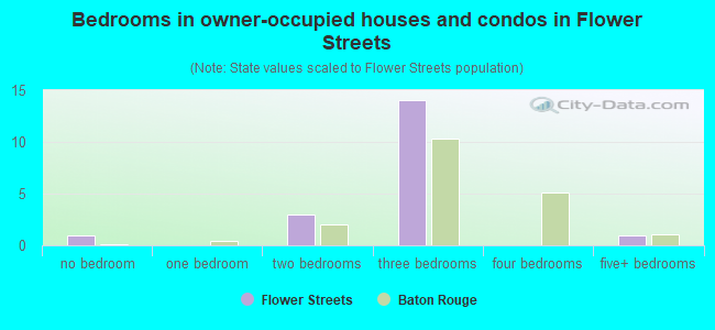 Bedrooms in owner-occupied houses and condos in Flower Streets