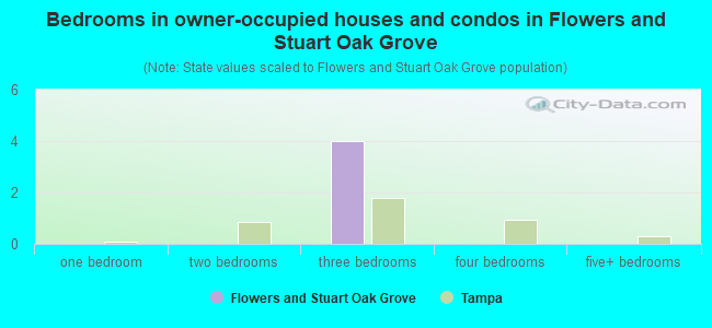 Bedrooms in owner-occupied houses and condos in Flowers and Stuart Oak Grove