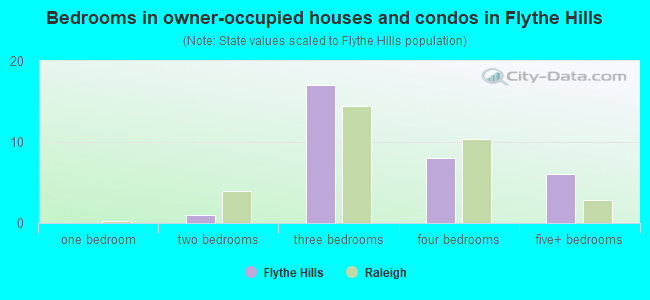 Bedrooms in owner-occupied houses and condos in Flythe Hills