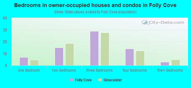 Bedrooms in owner-occupied houses and condos in Folly Cove