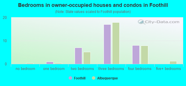 Bedrooms in owner-occupied houses and condos in Foothill
