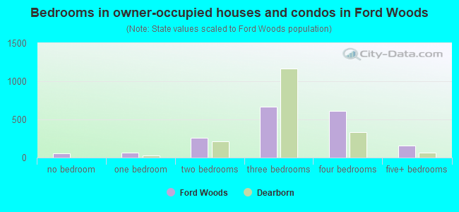 Bedrooms in owner-occupied houses and condos in Ford Woods