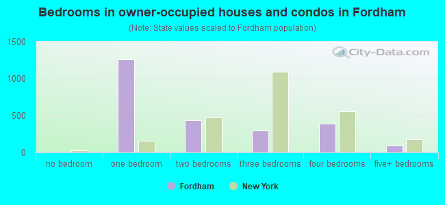 Bedrooms in owner-occupied houses and condos in Fordham