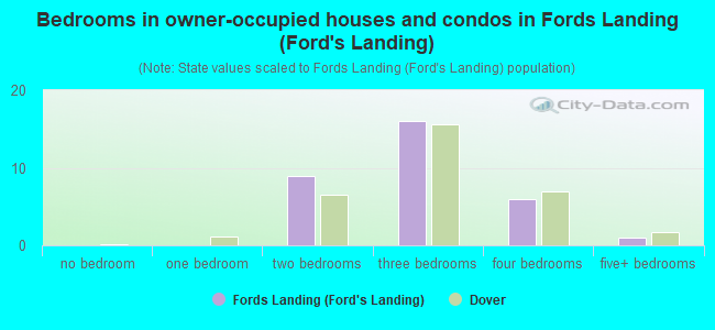 Bedrooms in owner-occupied houses and condos in Fords Landing (Ford's Landing)