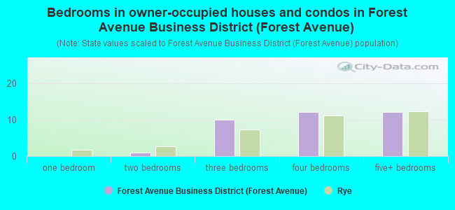 Bedrooms in owner-occupied houses and condos in Forest Avenue Business District (Forest Avenue)