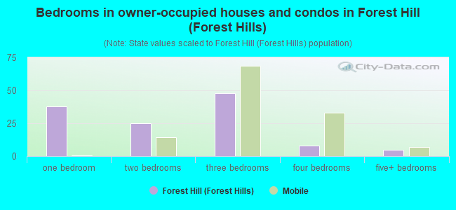 Bedrooms in owner-occupied houses and condos in Forest Hill (Forest Hills)