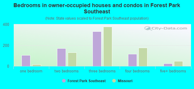 Bedrooms in owner-occupied houses and condos in Forest Park Southeast