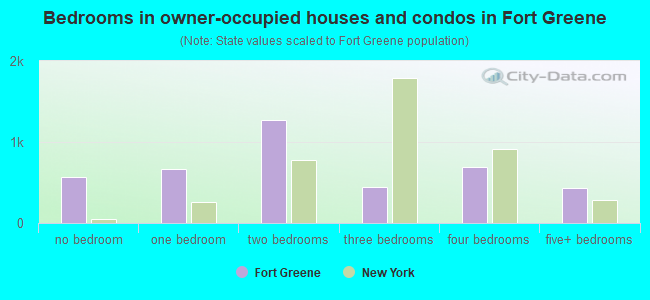 Bedrooms in owner-occupied houses and condos in Fort Greene
