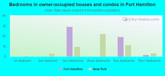 Bedrooms in owner-occupied houses and condos in Fort Hamilton