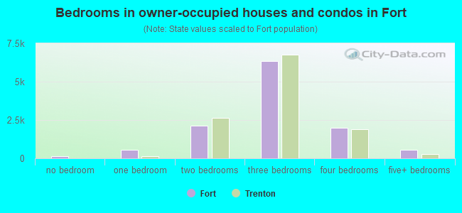 Bedrooms in owner-occupied houses and condos in Fort
