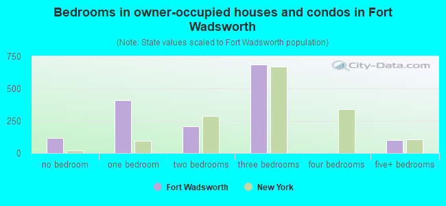Bedrooms in owner-occupied houses and condos in Fort Wadsworth