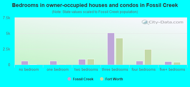 Bedrooms in owner-occupied houses and condos in Fossil Creek