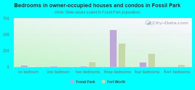 Bedrooms in owner-occupied houses and condos in Fossil Park