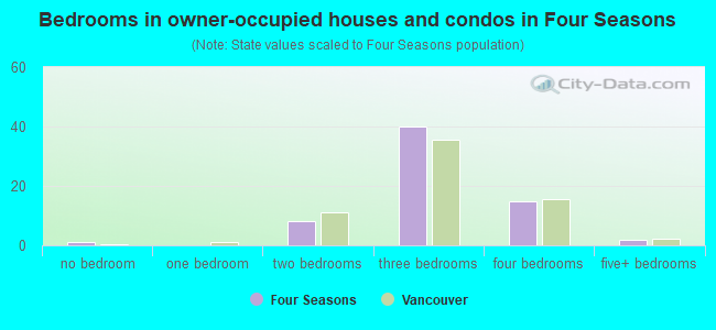Bedrooms in owner-occupied houses and condos in Four Seasons