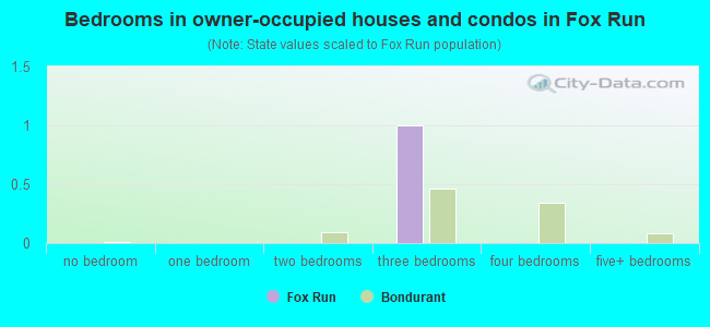 Bedrooms in owner-occupied houses and condos in Fox Run