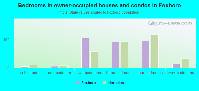 Bedrooms in owner-occupied houses and condos in Foxboro