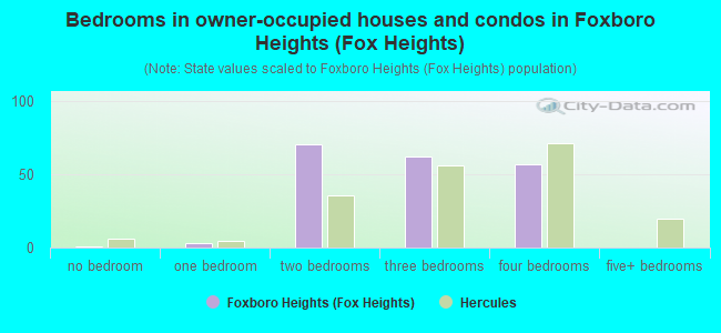 Bedrooms in owner-occupied houses and condos in Foxboro Heights (Fox Heights)
