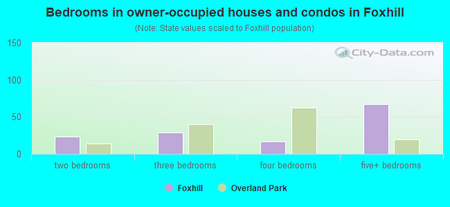 Bedrooms in owner-occupied houses and condos in Foxhill