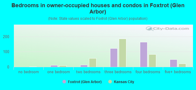 Bedrooms in owner-occupied houses and condos in Foxtrot (Glen Arbor)