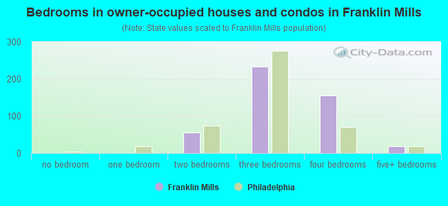 Bedrooms in owner-occupied houses and condos in Franklin Mills